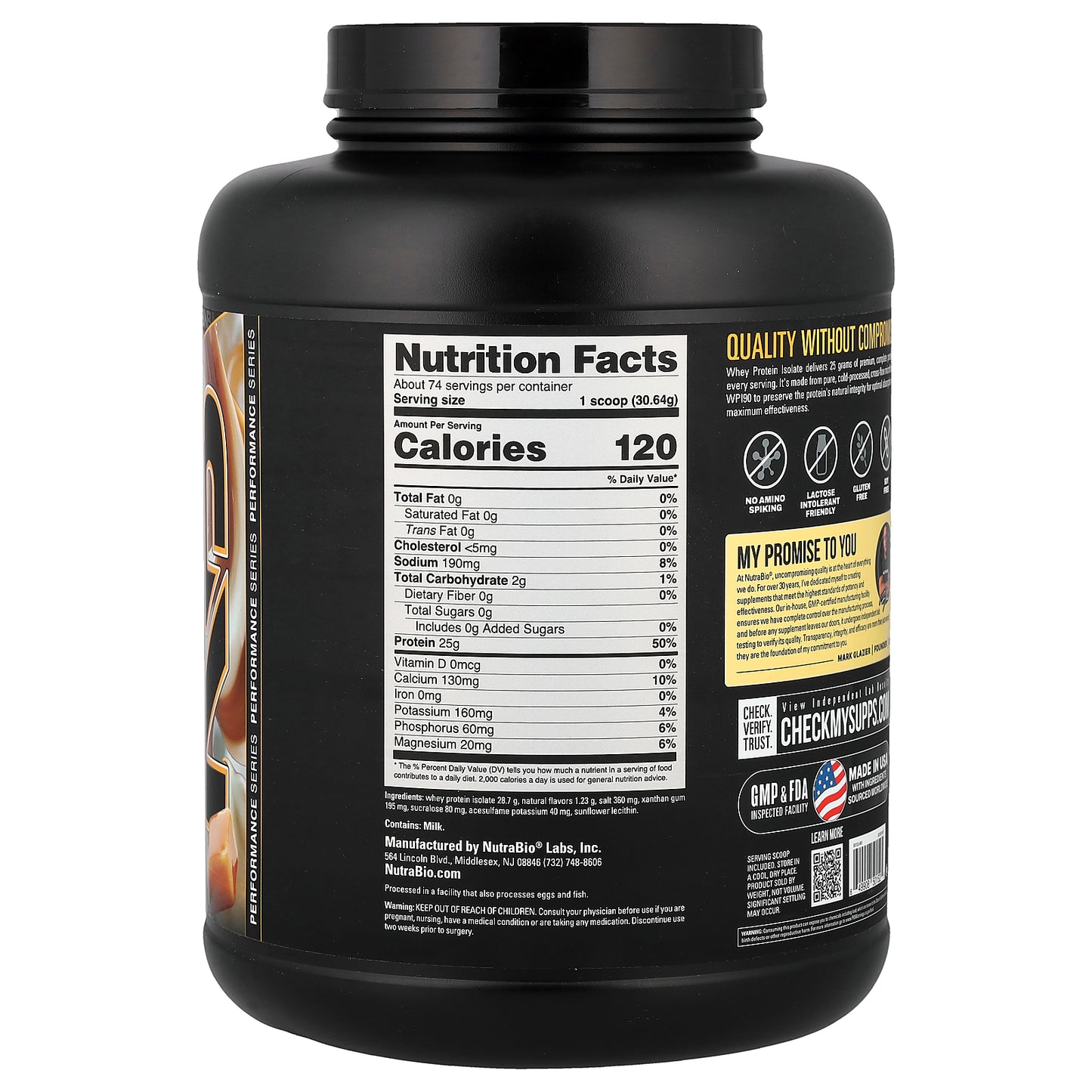 NutraBio, Whey Protein Isolate, Vanilla Caramel , 5 lb (2,268 g)