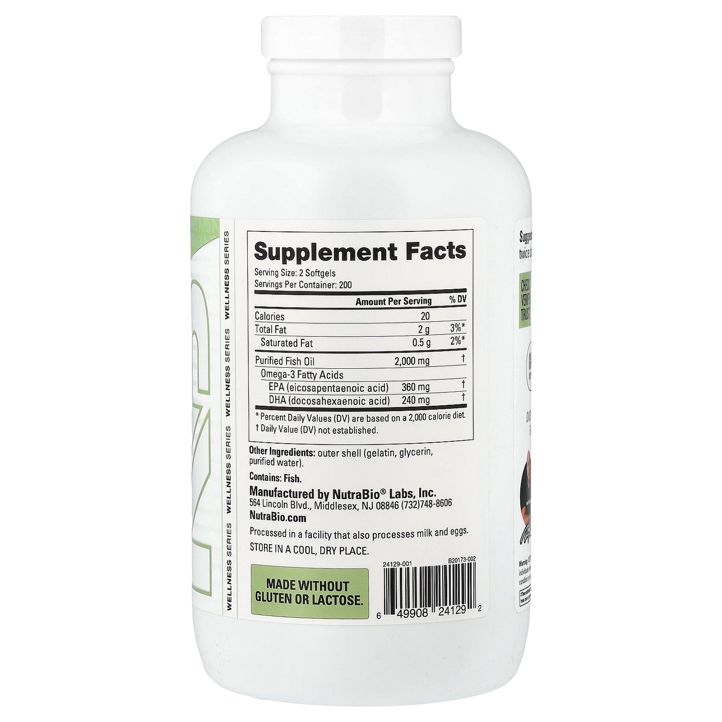 NutraBio, Omega-3 Fish Oil, 400 Softgels (1,000 mg per Softgel)