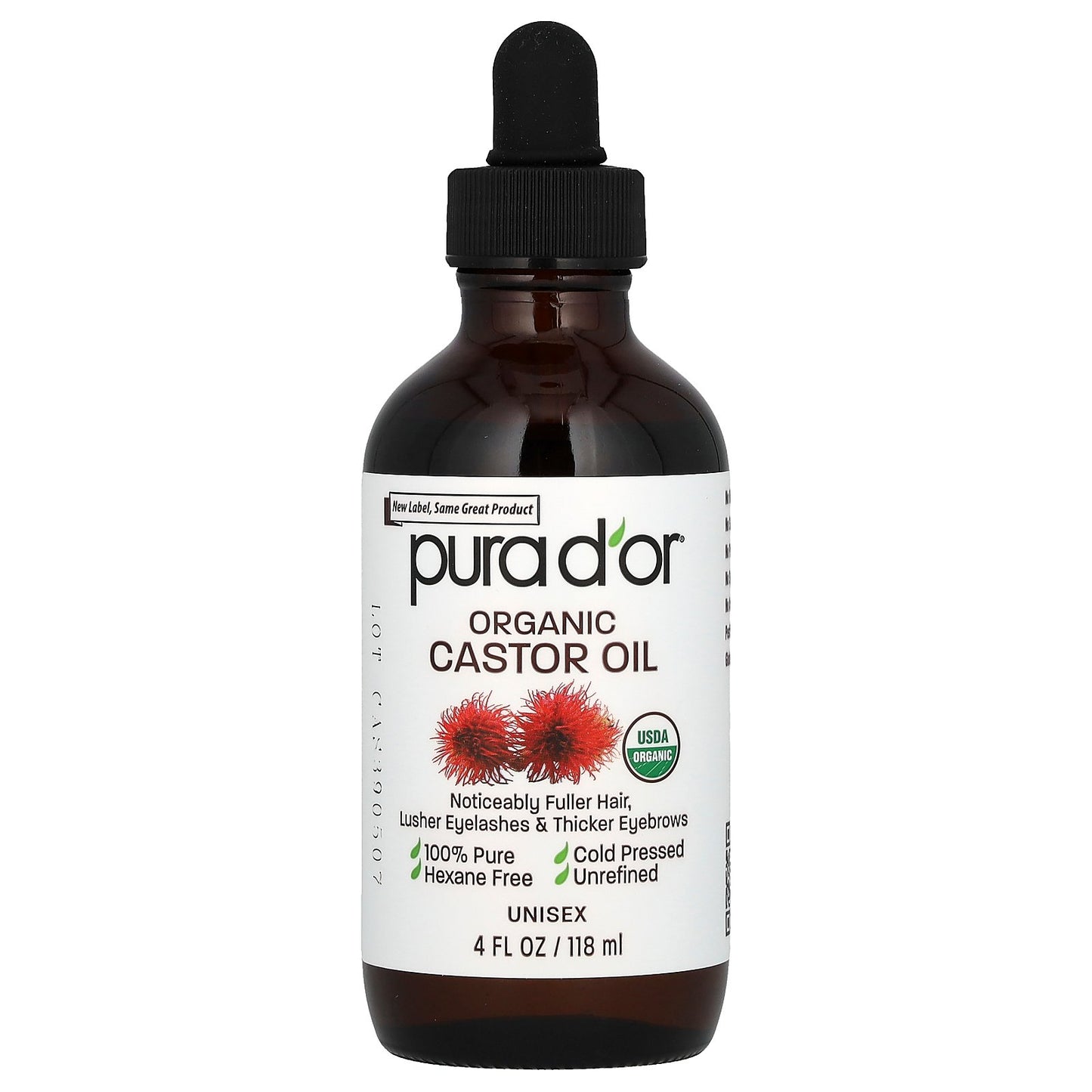 Pura D'or, Organic Castor Oil, 4 fl oz (118 ml)