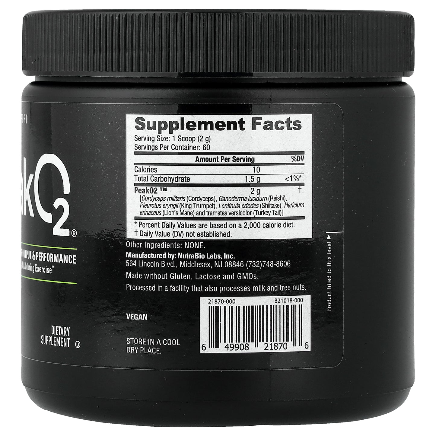 NutraBio, Sport, Peak O2®, Unflavored, 4.2 oz (120 g)