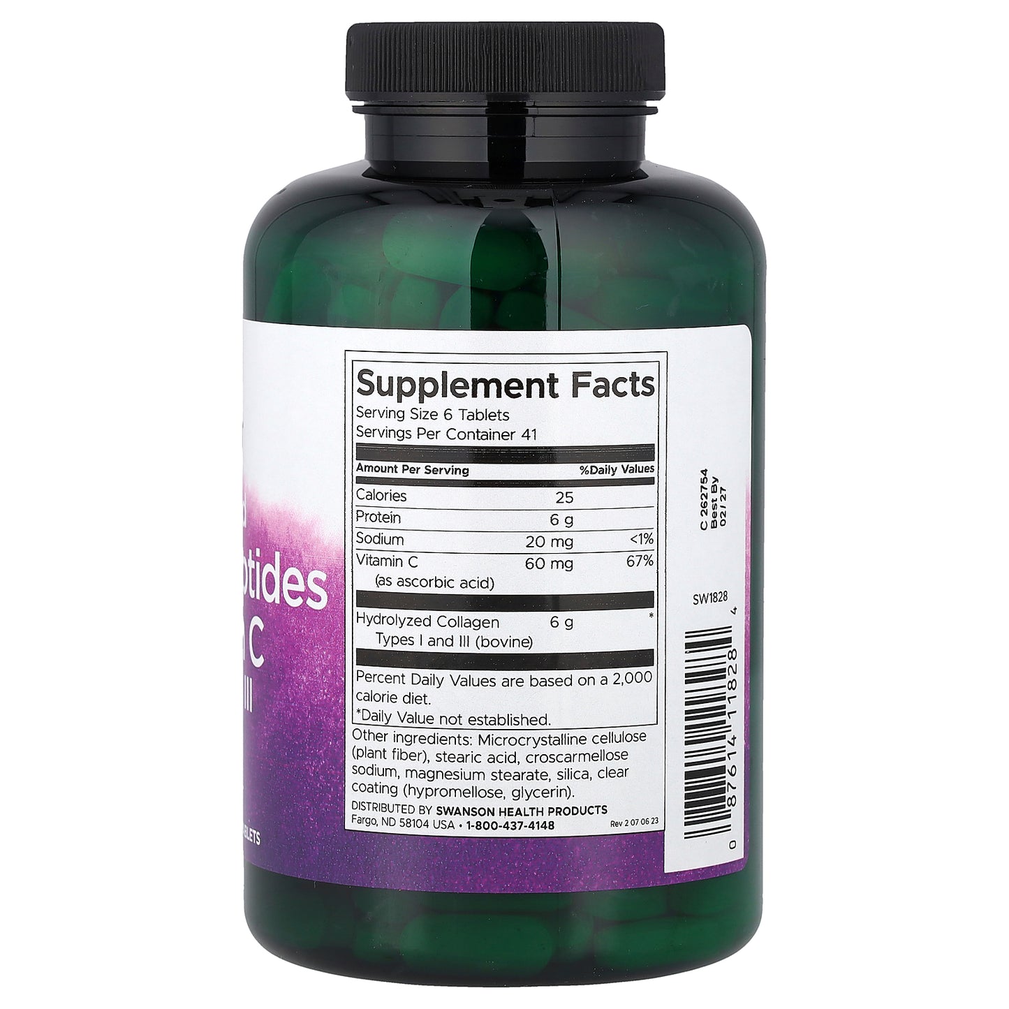 Swanson, Hydrolyzed Collagen Peptides + Vitamin C, 250 Tablets