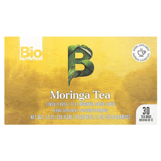 Bio Nutrition, Moringa Tea, Lemon, Caffeine Free, 30 Tea Bags, 2.1 oz (58.8 g)