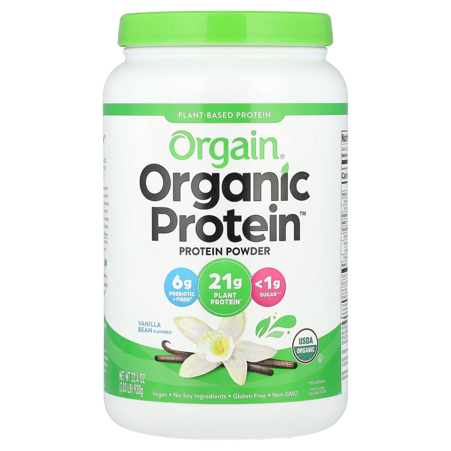 Orgain, Organic Protein™ Powder, Plant-Based, Vanilla Bean, 2.03 lb (920 g)