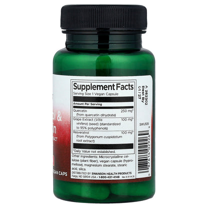Swanson, Resveratrol & Quercetin with Grape Seed Extract, 30 Veggie Caps