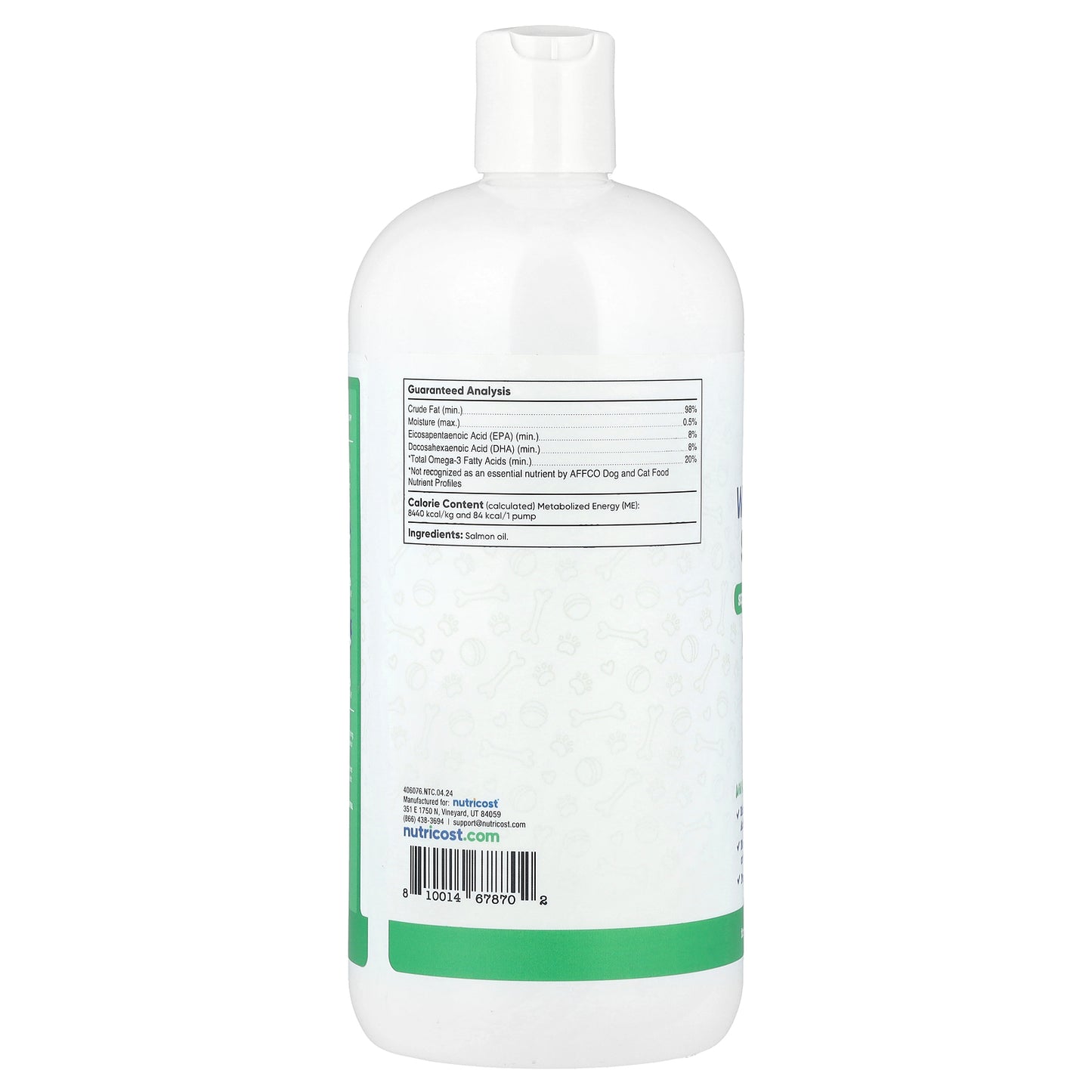 Nutricost, Pets, Wild Alaskan Salmon Oil, For Dogs & Cats, All Ages, 32 fl oz (946 ml)