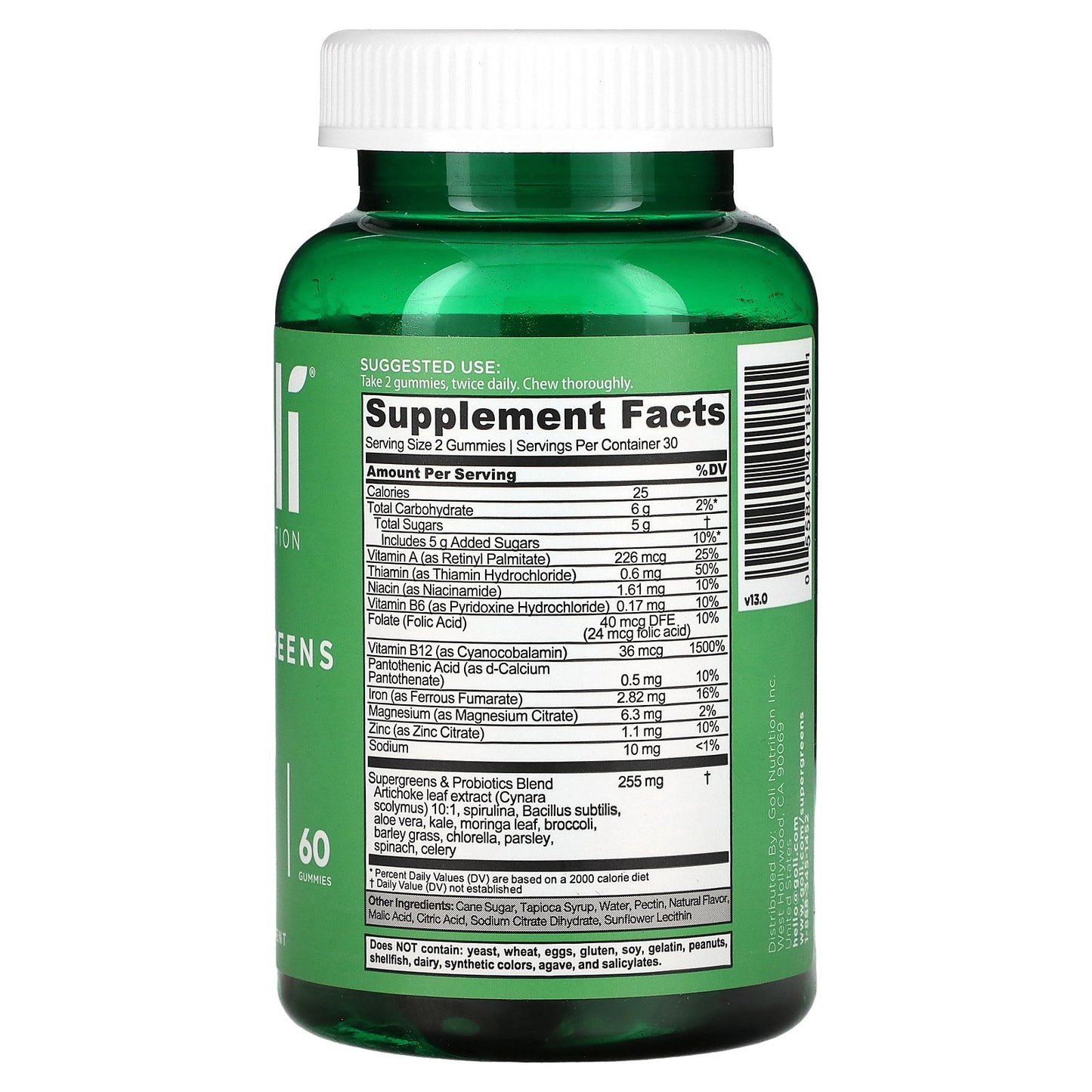 Goli Nutrition, Supergreens Gummies,  60 Gummies