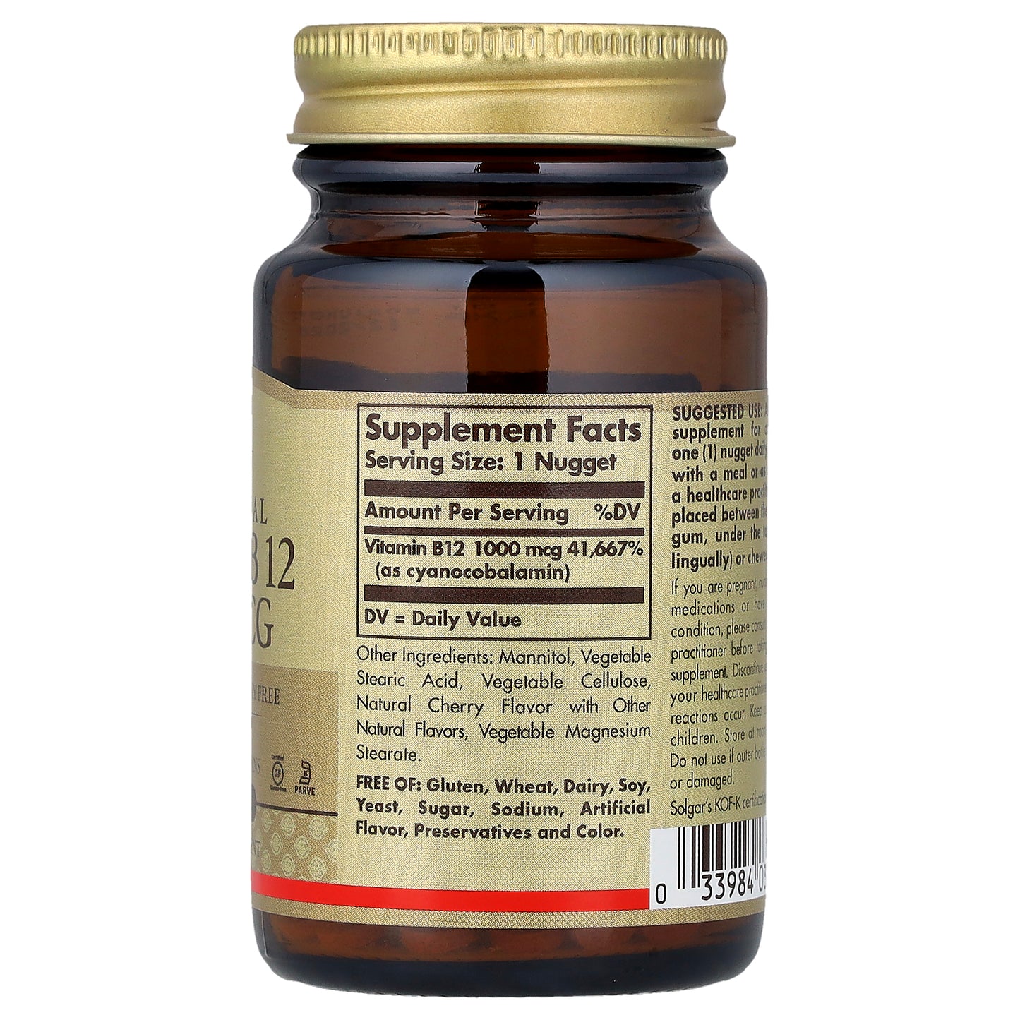 Solgar, Vitamin B 12, Sublingual , 1,000 mcg, 100 Nuggets