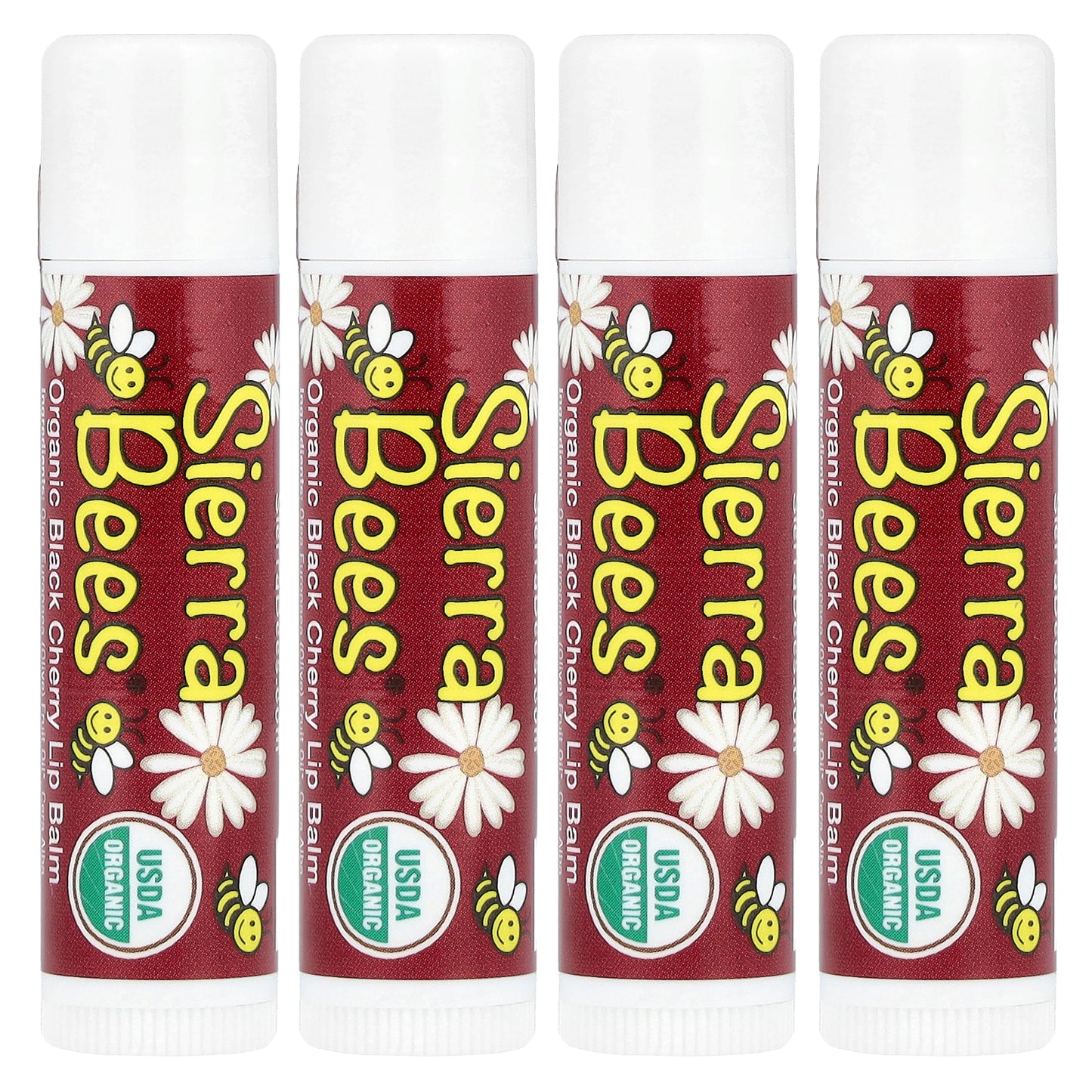 Sierra Bees, Organic Lip Balms, Black Cherry, 4 Pack, 0.15 oz (4.25 g) Each