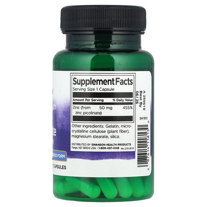 Swanson, Zinc Picolinate, 50 mg, 60 Capsules