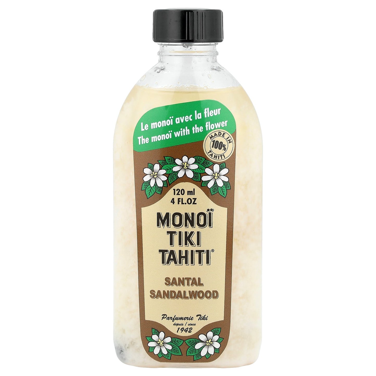 Monoi Tiare Tahiti, Monoi Tiki Tahiti®, Coconut Oil, Santal Sandalwood, 4 fl oz (120 ml)