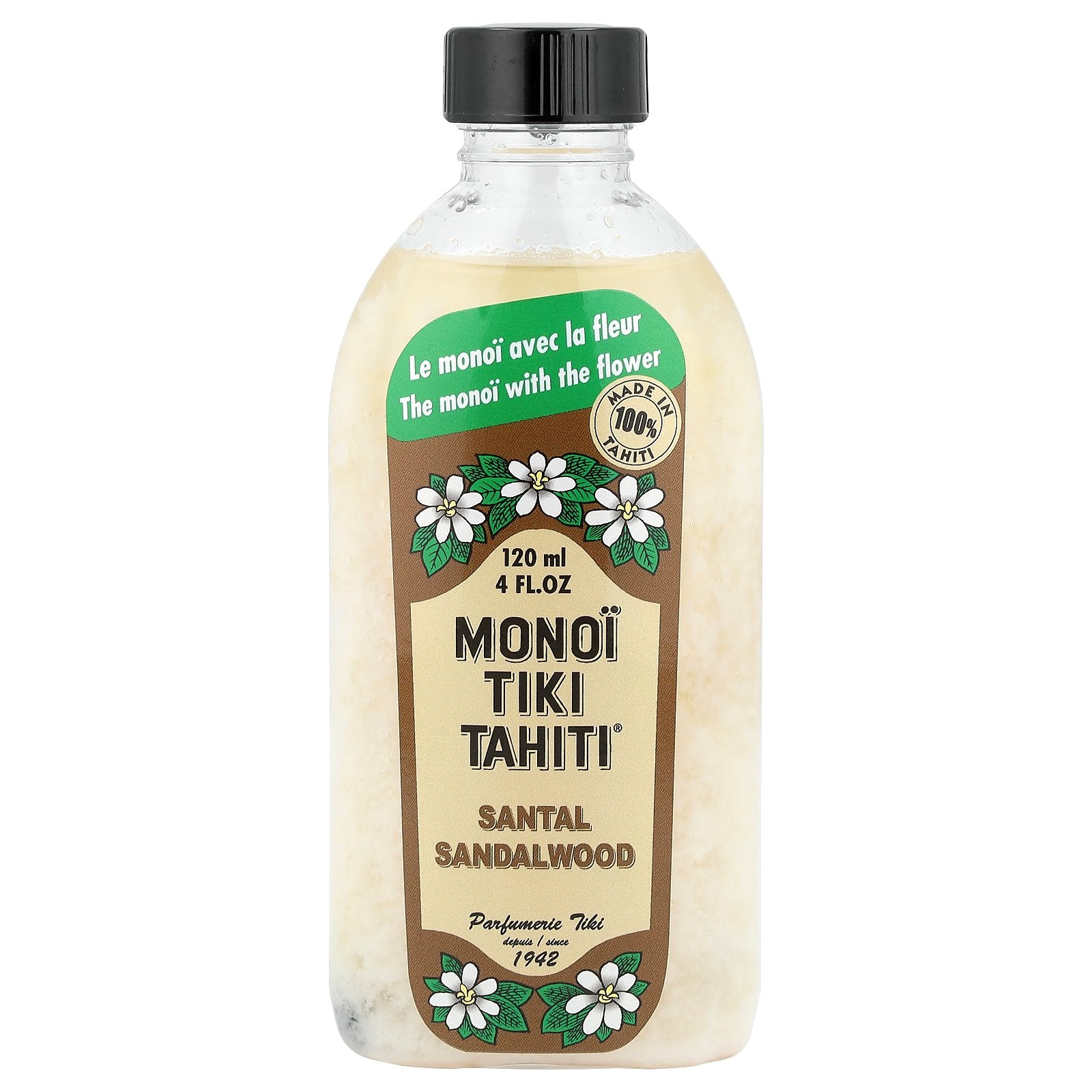 Monoi Tiare Tahiti, Monoi Tiki Tahiti®, Coconut Oil, Santal Sandalwood, 4 fl oz (120 ml)