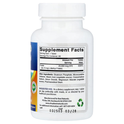 Best Naturals, L-Methyl Folate, 60 Tablets (25,000 mcg per Tablet)