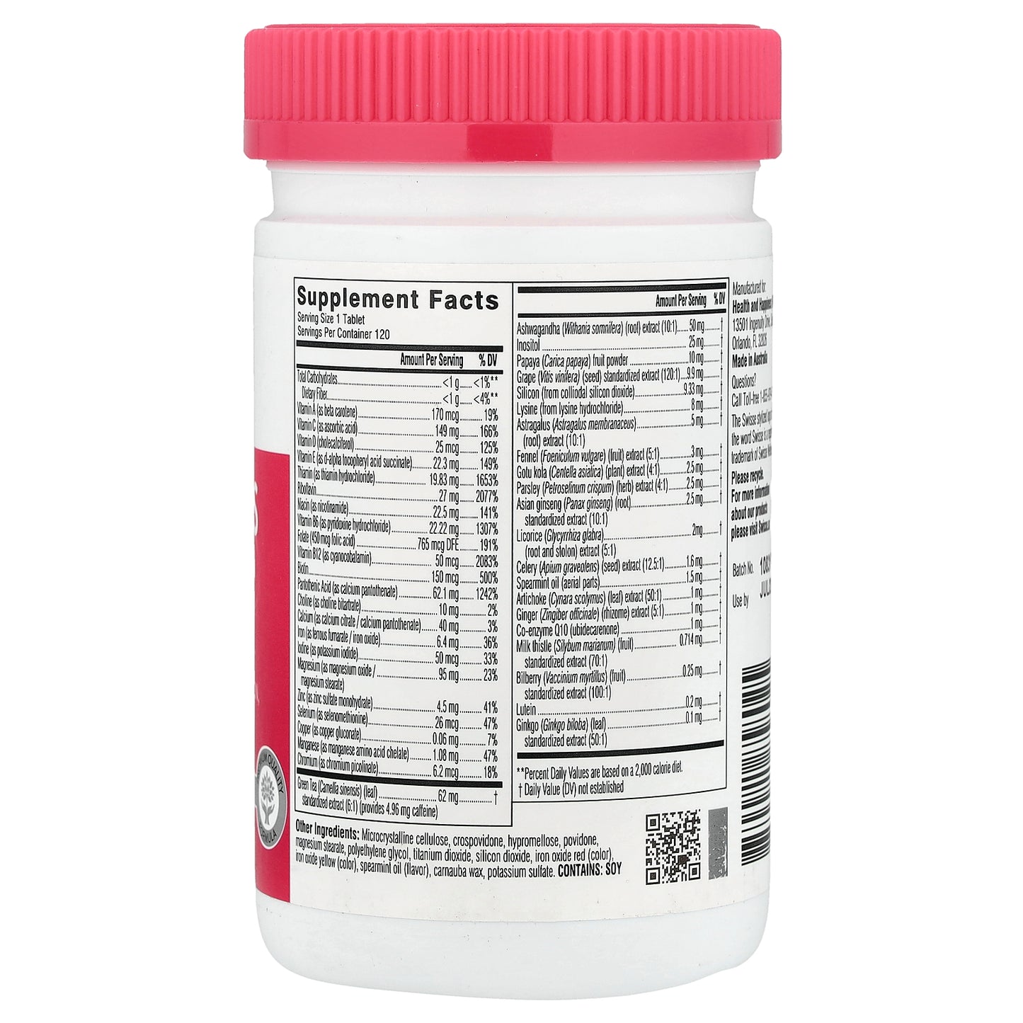 Swisse, Ultivite®, Women's Multivitamin, 120 Tablets