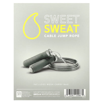 Sports Research, Sweet Sweat, Cable Jump Rope, Black, 1 Jump Rope
