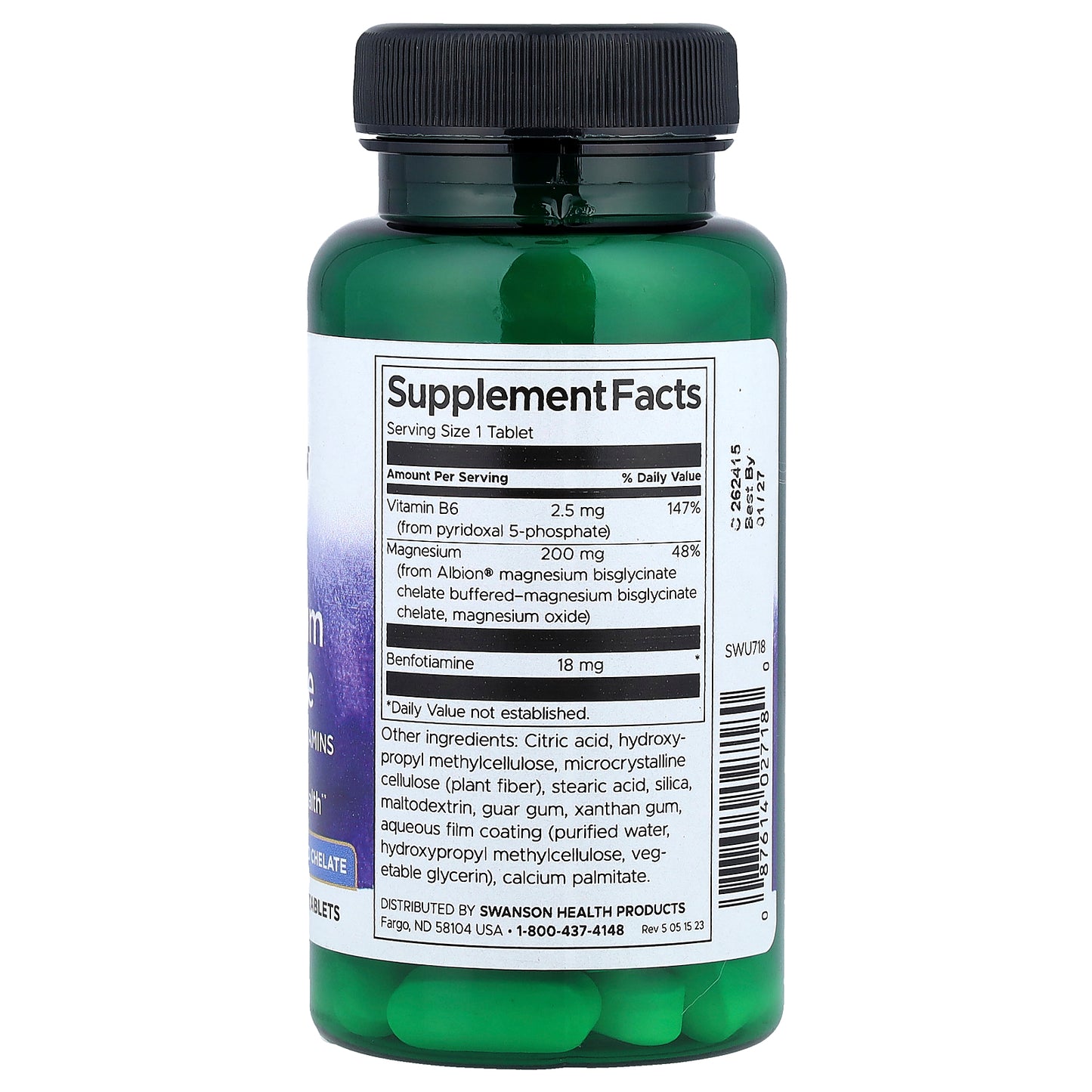 Swanson, Albion® Magnesium Glycinate with Activated B Vitamins, 60 Tablets