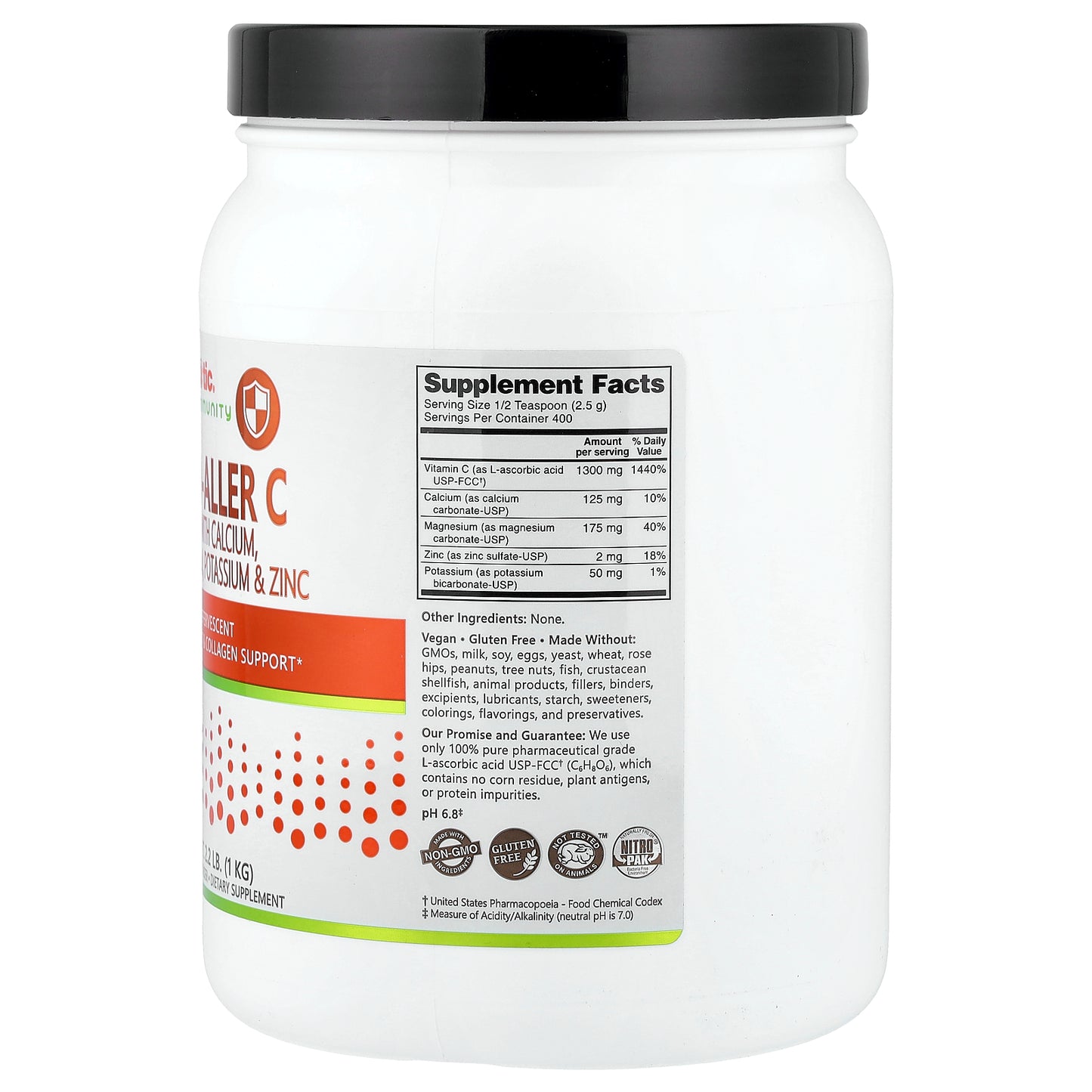 NutriBiotic, Immunity, Hypo-Aller C, Vitamin C with Calcium, Magnesium, Potassium & Zinc, 2.2 lb (1 kg)