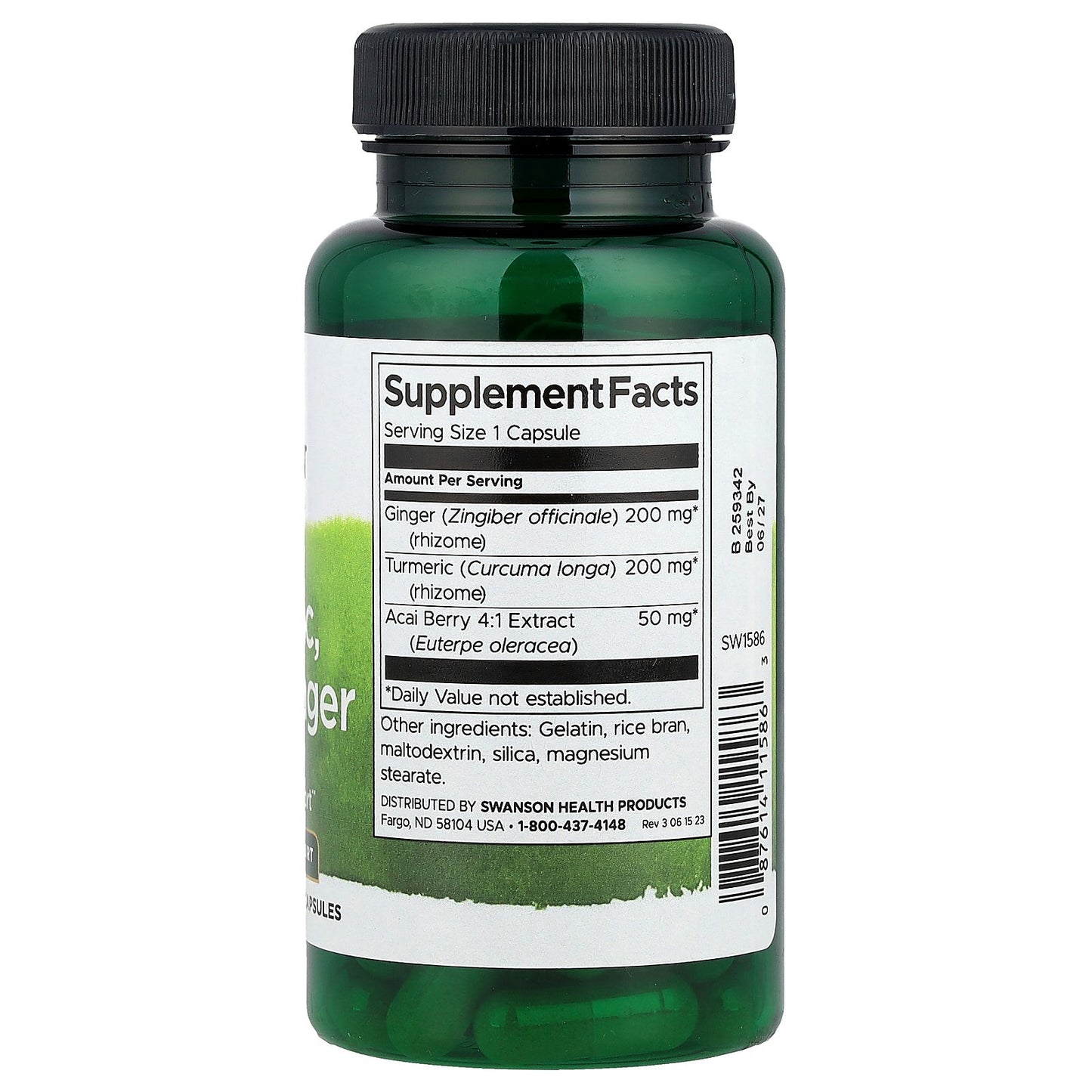 Swanson, Turmeric, Acai & Ginger, 60 Capsules