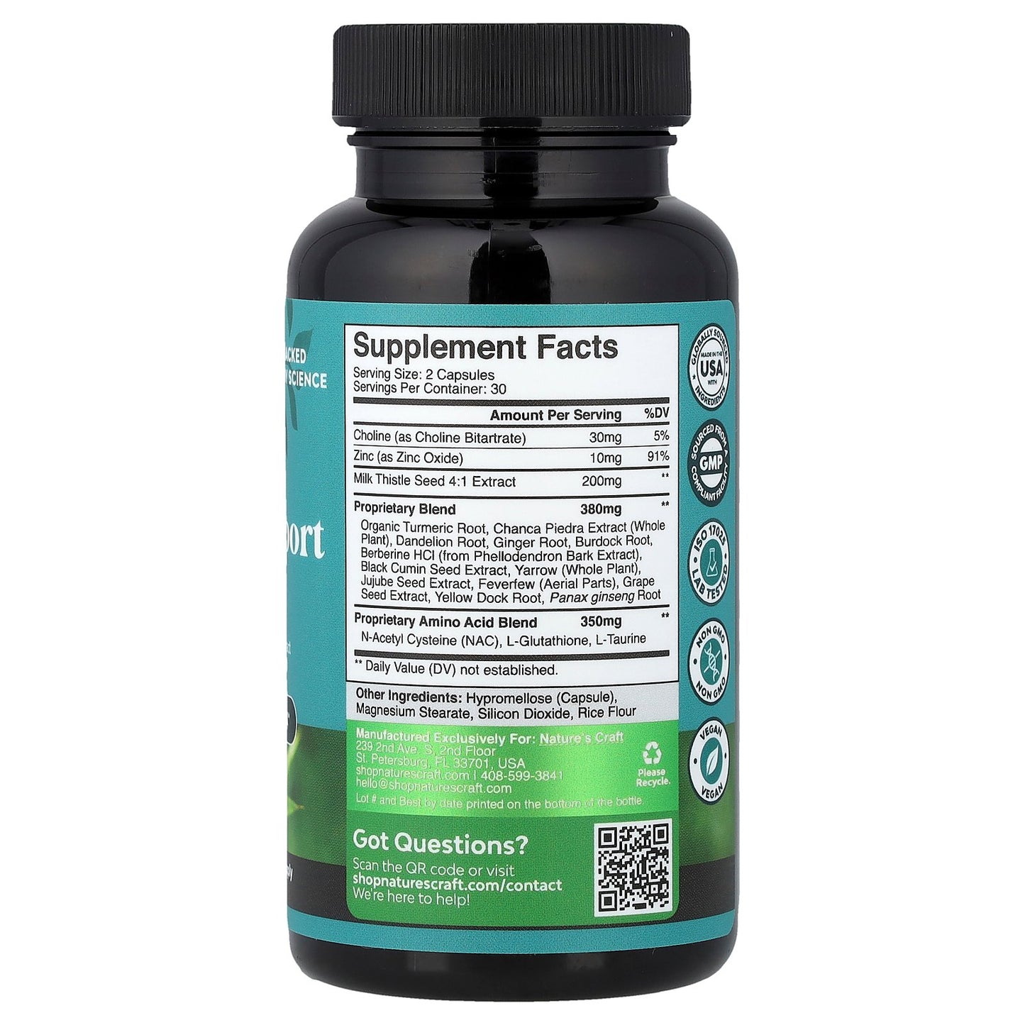 Nature's Craft, Liver Support + NAC with Milk Thistle Extract, 60 Capsules