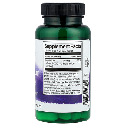 Swanson, Magnesium Malate, 1,000 mg, 60 Vegan Tablets