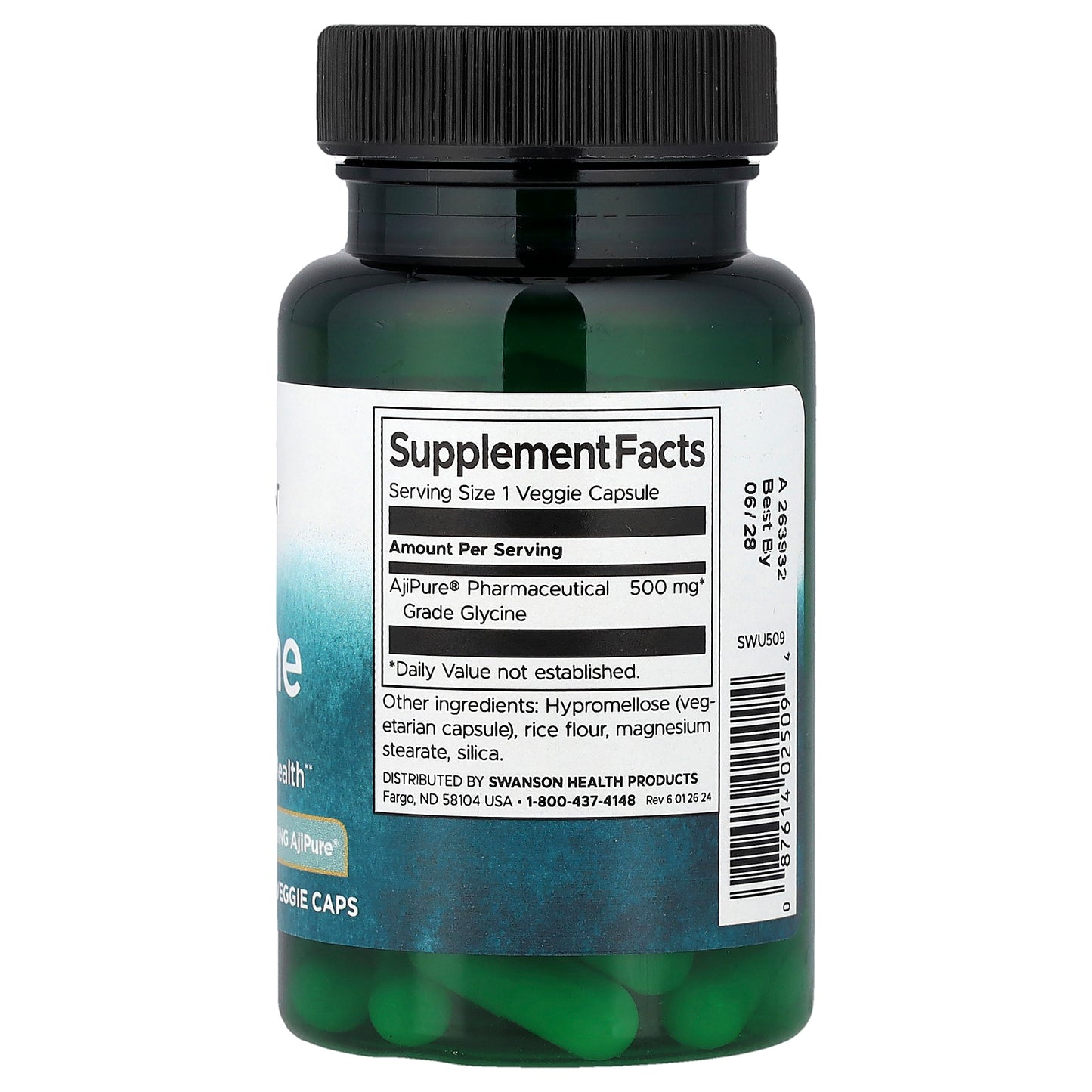 Swanson, Glycine, 500 mg, 60 Veggie Caps