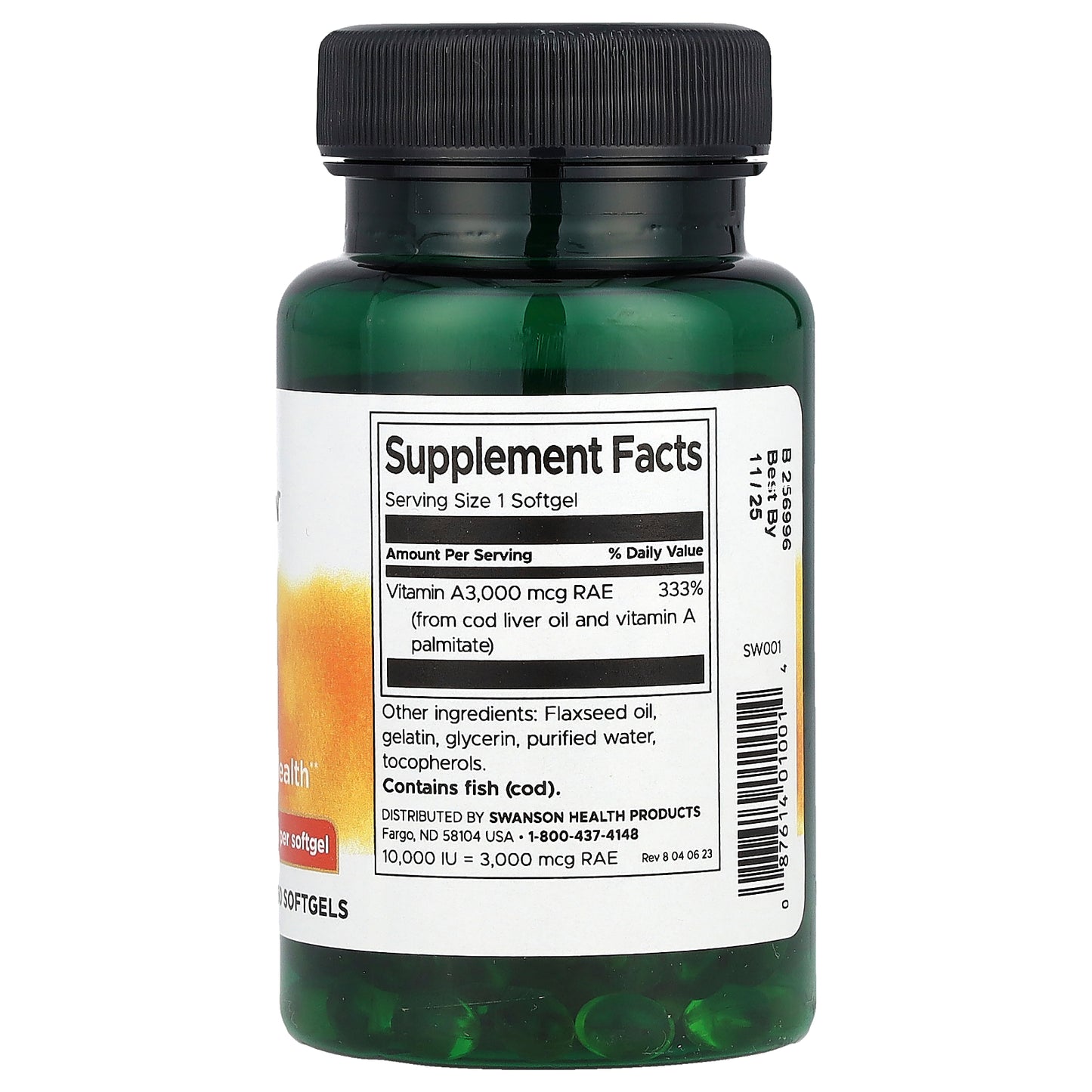 Swanson, Vitamin A, 10,000 IU (3,000 mcg RAE), 250 Softgels
