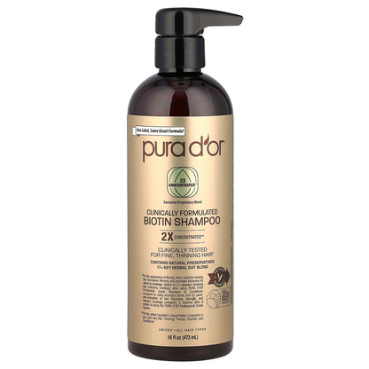 Pura D'or, Clinically Formulated Biotin Shampoo, All Hair Types, 16 fl oz (473 ml)