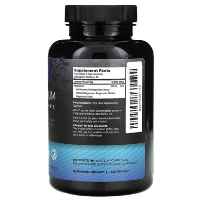Nested Naturals, Magnesium, Glycinate Chelate, 120 Vegan Capsules (100 mg per Capsule)