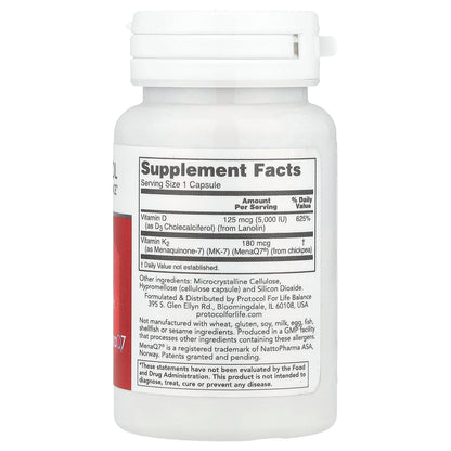Protocol for Life Balance, K2 MK-7 & D3, 60 Capsules