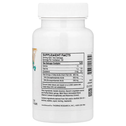 Thorne, Prenatal DHA, 60 Gelcaps