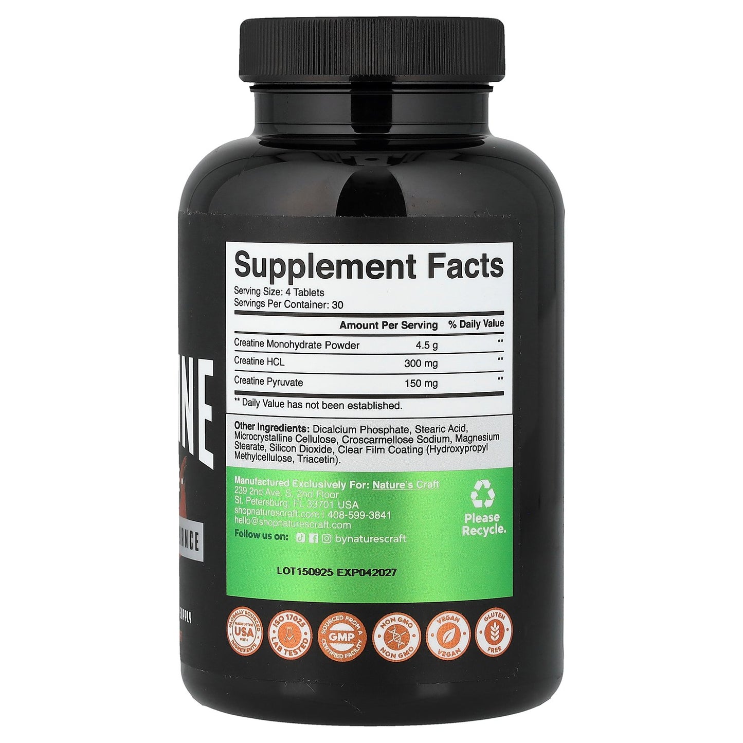 Nature's Craft, Creatine, Tri-Phase, 120 Tablets