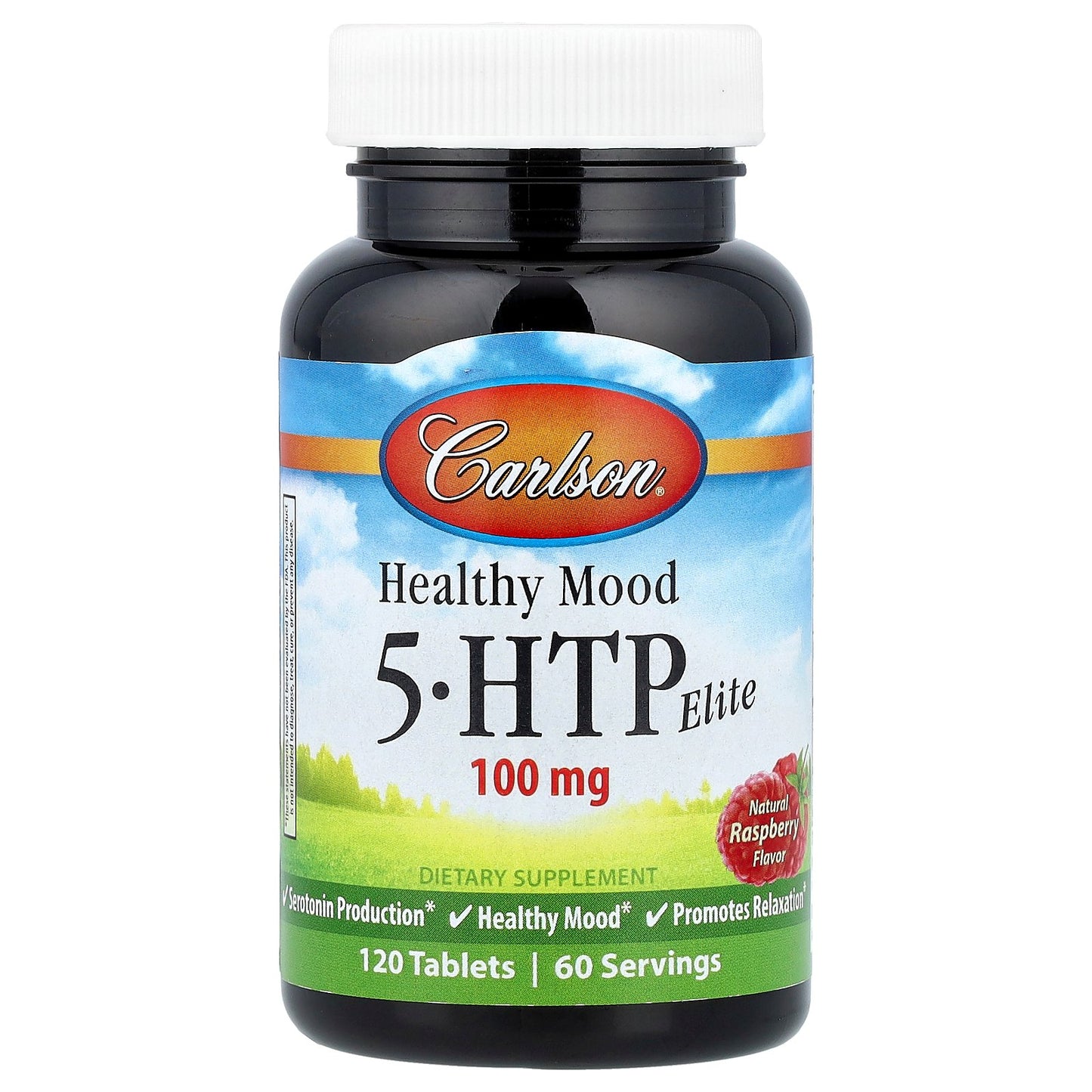 Carlson, Healthy Mood, 5-HTP Elite, Natural Raspberry, 100 mg, 120 Tablets (50 mg per Tablet)