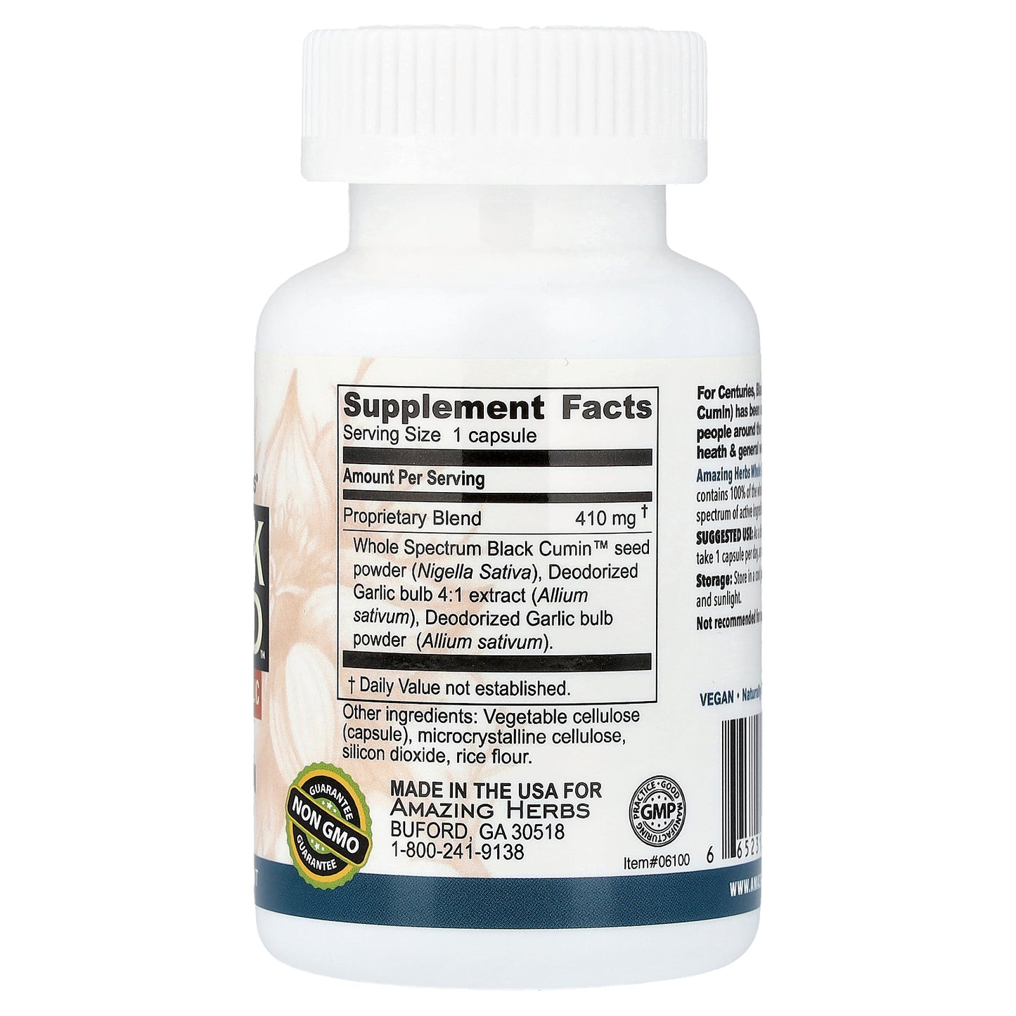 Amazing Herbs, Black Seed™, High Potency Garlic, 100 Vegetarian Capsules