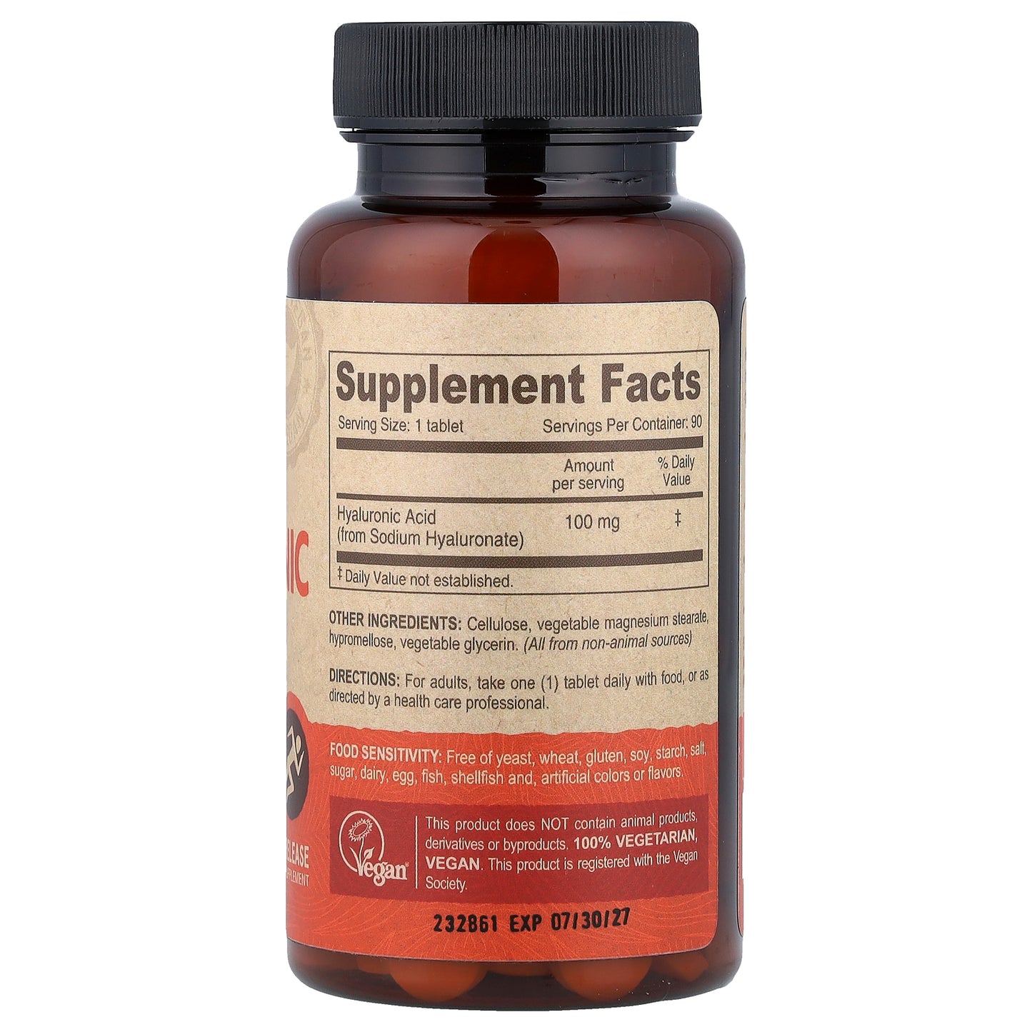 Deva, Vegan Hyaluronic Acid , 100 mg , 90 Tablets