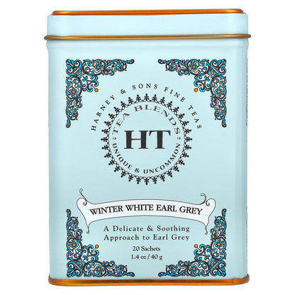 Harney & Sons, HT Tea Blends, Winter White Earl Grey, 20 Sachets, 1.4 oz (40 g)
