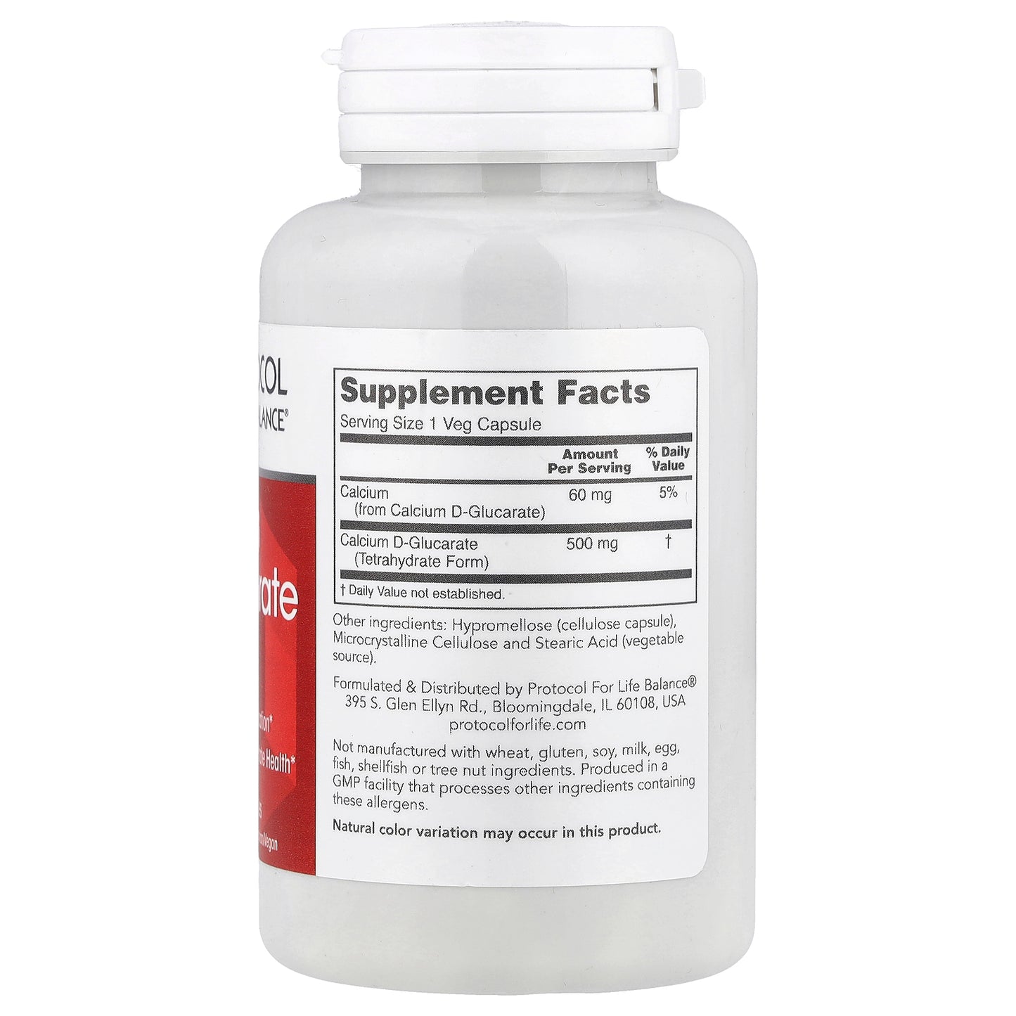 Protocol for Life Balance, Calcium D-Glucarate, 500 mg, 90 Veg Capsules