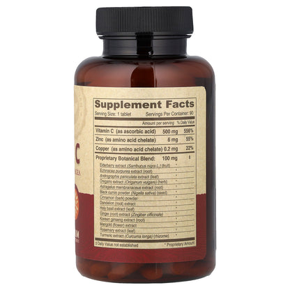 Deva, Vegan Vitamin C with Elderberry, Echinacea, Zinc, 90 Tablets