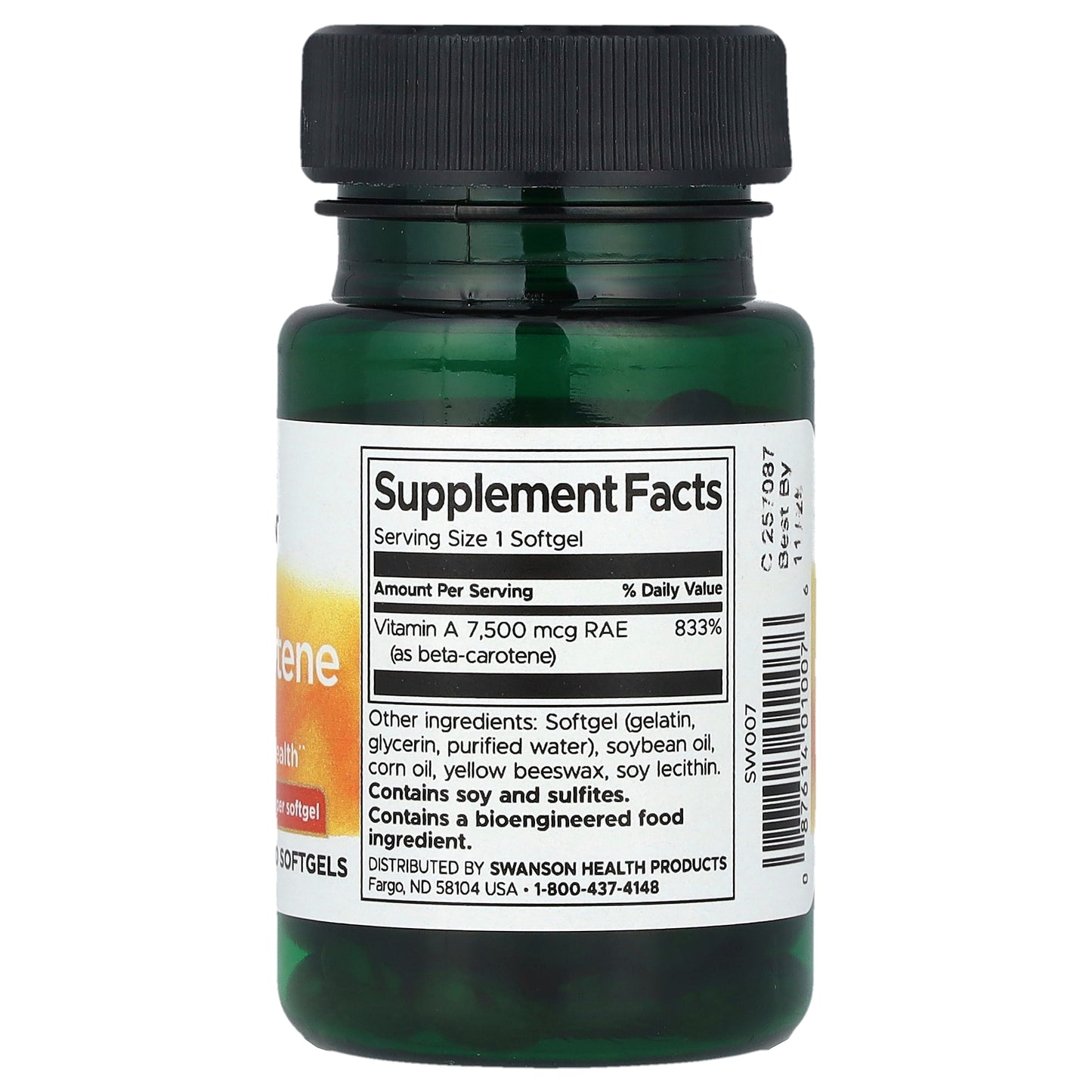 Swanson, Beta Carotene, 25,000 IU (7,500 mcg RAE), 100 Softgels