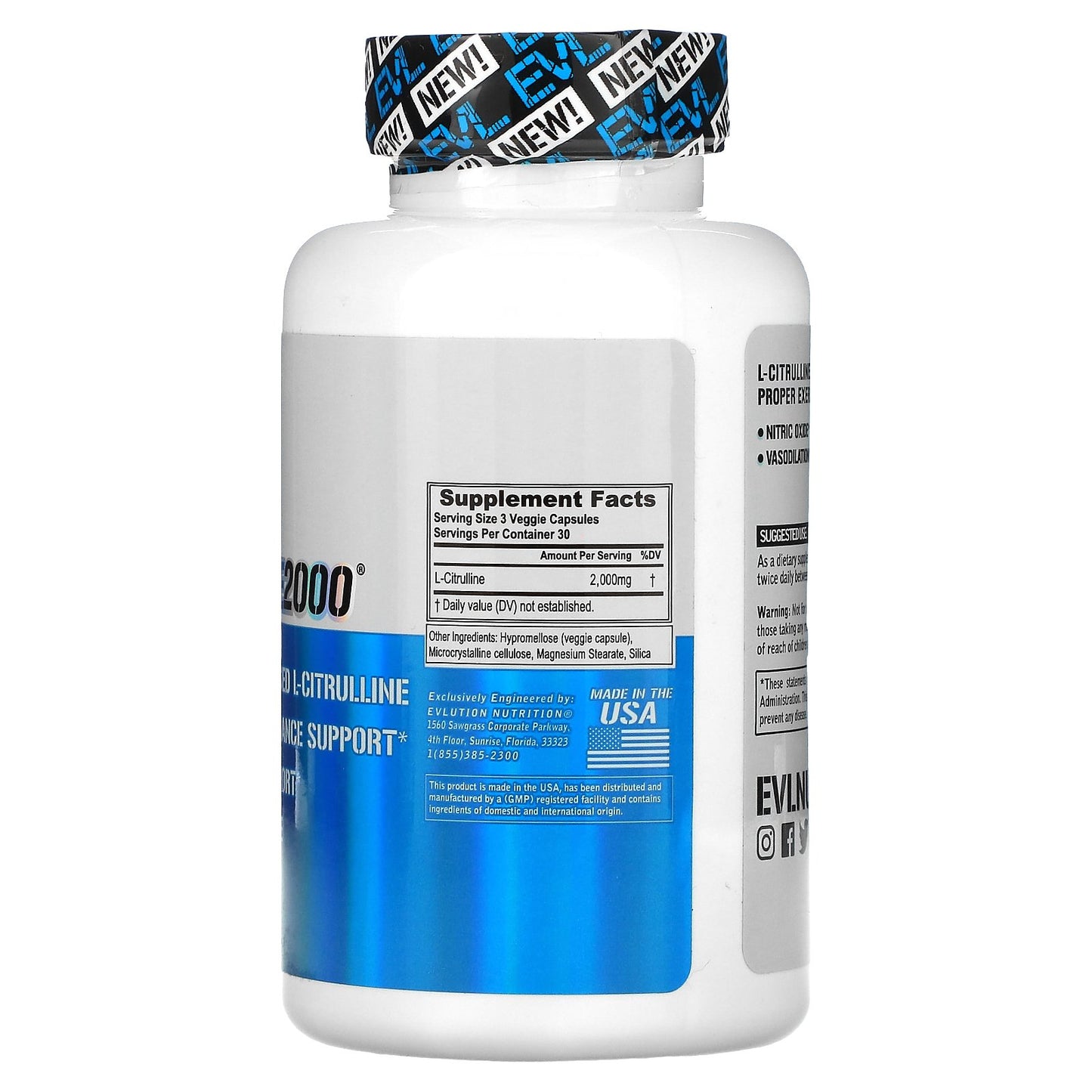 EVLution Nutrition, L-Citrulline2000, 90 Veggie Capsules (666 mg per Capsule)