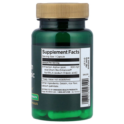 Swanson, R-Fraction Alpha Lipoic Acid, Triple Strength, 300 mg, 30 Capsules