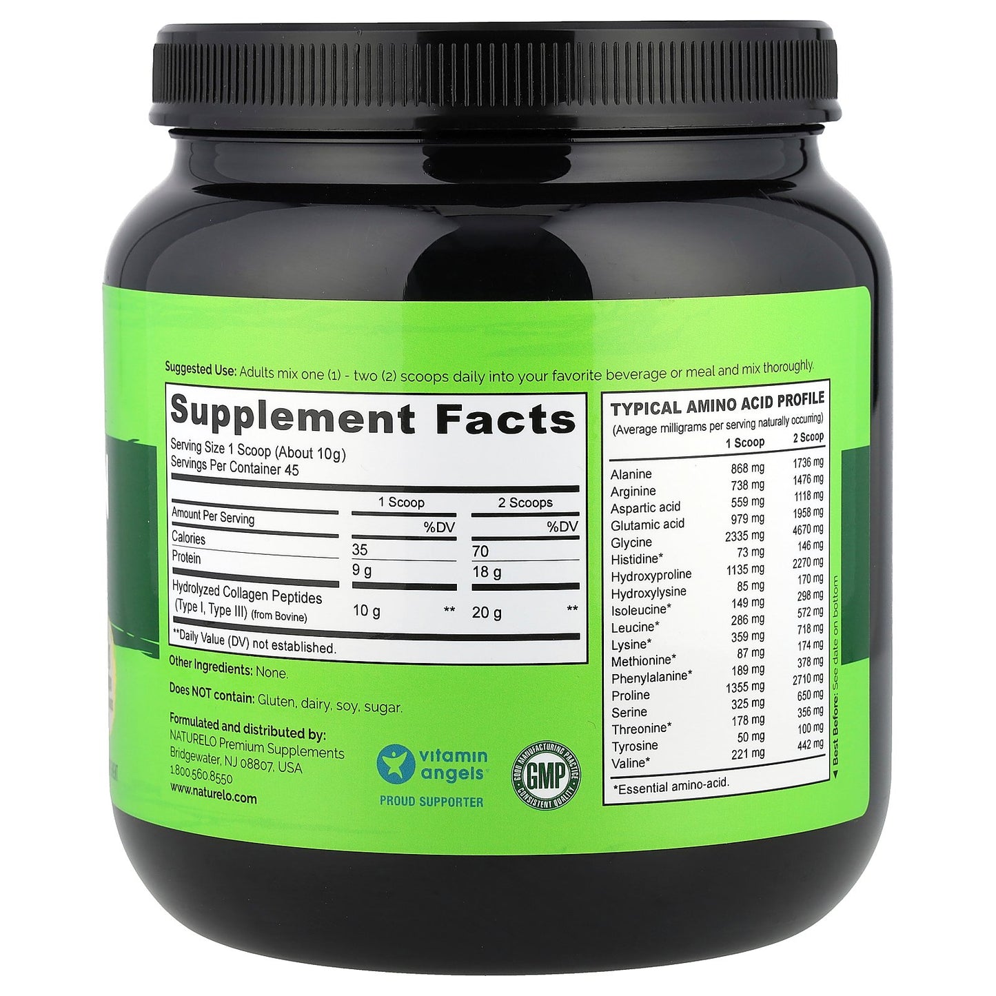 NATURELO, Collagen Peptides Powder, Unflavored, 1 lb (16 oz)