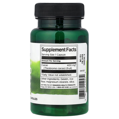 Swanson, Full Spectrum Cacao (Raw Cocoa), 400 mg, 60 Capsules