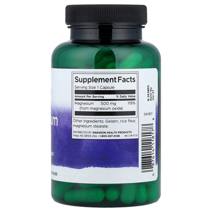 Swanson, Magnesium Oxide, 500 mg , 100 Capsules