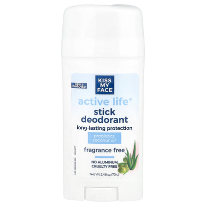 Kiss My Face, Active Life®, Stick Deodorant, Fragrance Free, 2.48 oz (70 g)