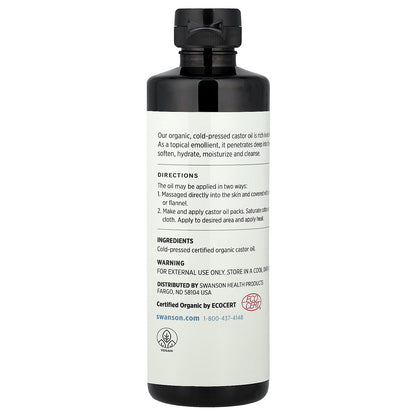 Swanson, Certified Organic Cold-Pressed Castor Oil, 16 fl oz (473 ml)
