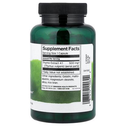 Swanson, Thyme Leaf, 500 mg , 120 Capsules