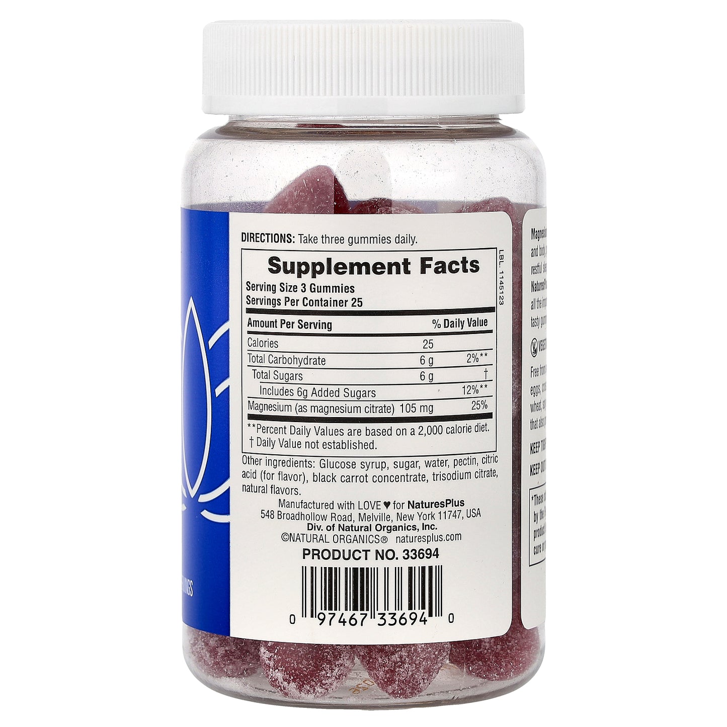 NaturesPlus, Magnesium Citrate Gummies, Raspberry, 75 Gummies (35 mg Per gummy)