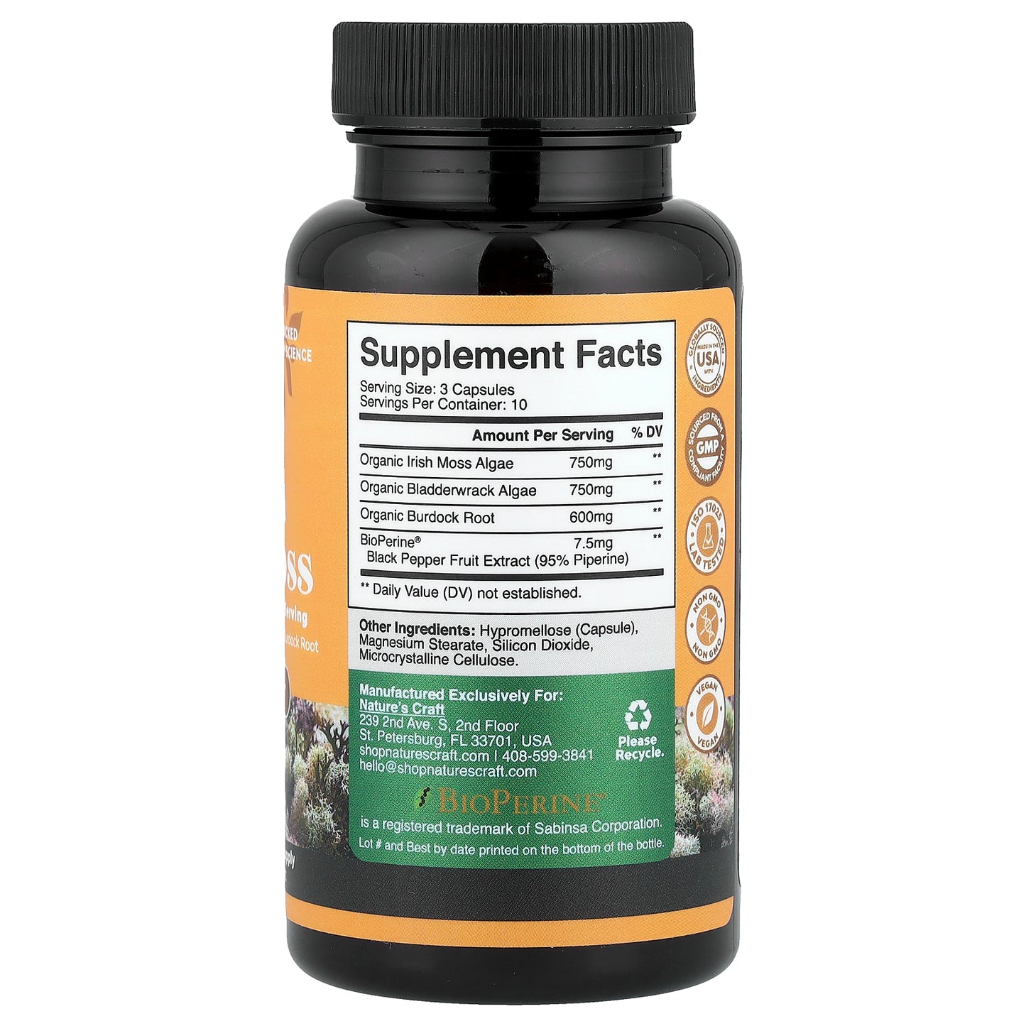 Nature's Craft, Irish Sea Moss, 30 Capsules