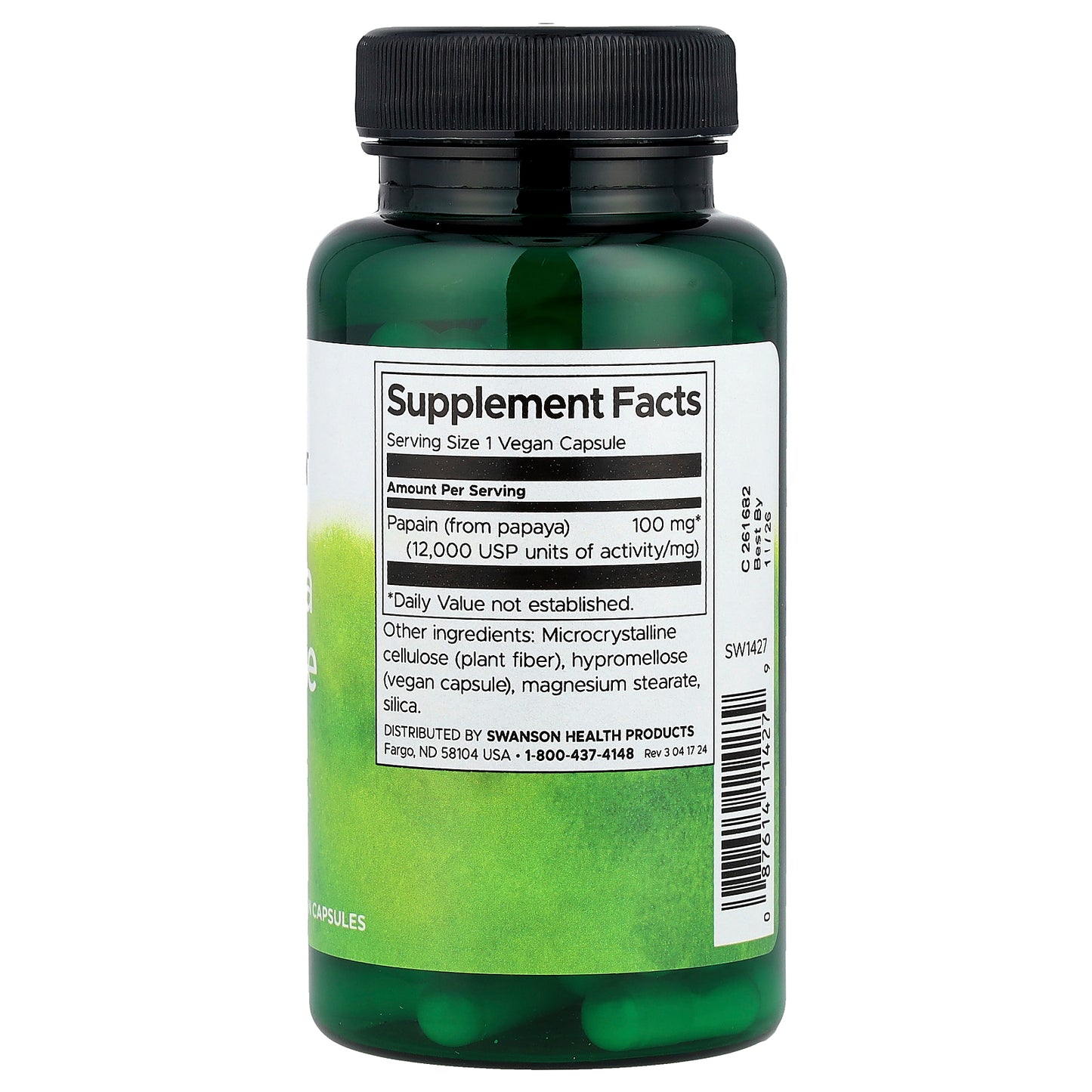 Swanson, Papaya Enzyme Papain, 100 mg, 90 Vegan Capsules