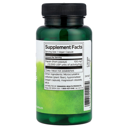 Swanson, Papaya Enzyme Papain, 100 mg, 90 Vegan Capsules