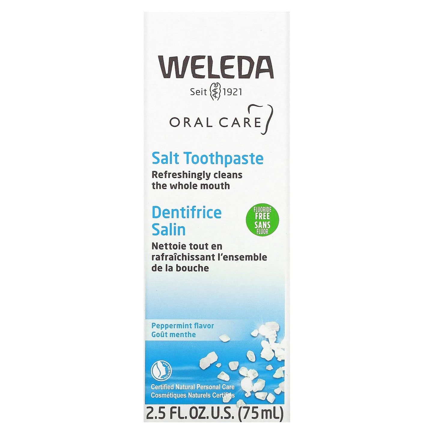 Weleda, Oral Care, Salt Toothpaste, Fluoride Free, Peppermint, 2.5 fl oz (75 ml)